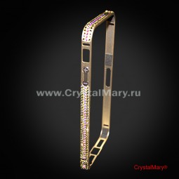 Золотой металлический бампер на iPhone 5/5S с кристаллами Swarovski (АВСТРИЯ)
