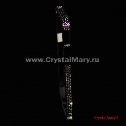 Черный металлический бампер для iPhone с черными кристаллами Сваровски 