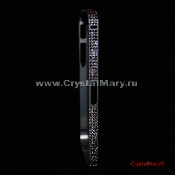 Металлический бампер на iPhone серый с кристаллами Сваровски (Австрия) 