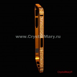 Бампер защитный на iPhone золотой с кристаллами Сваровски (Австрия) 