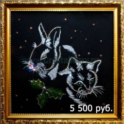 Кролик и Кот - символ удачи из кристаллов Сваровски