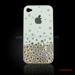 Чехол для iPhone 4 белый с кристаллами Swarovski