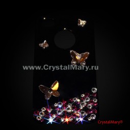 Бабочки и россыпь кристаллов Swarovski на черном